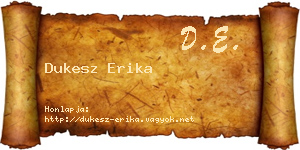 Dukesz Erika névjegykártya
